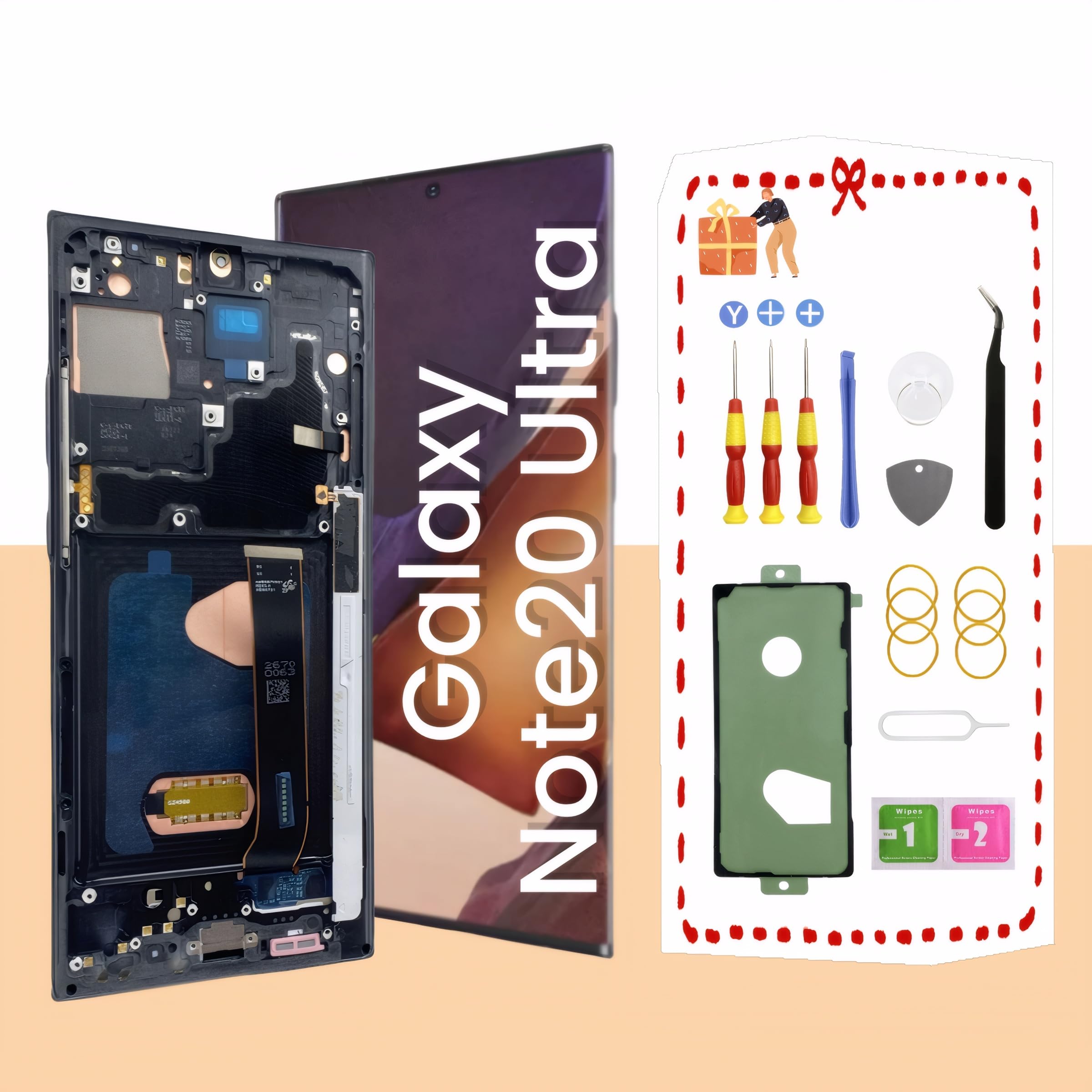 Galaxy Note20 Ultra 5G LCD Display Screen Assembly Replacement for Samsung Note 20 Ultra Touch Digitizer Screen with Frame Toolkits TFT N985U N986U No Fingerprint (Black)