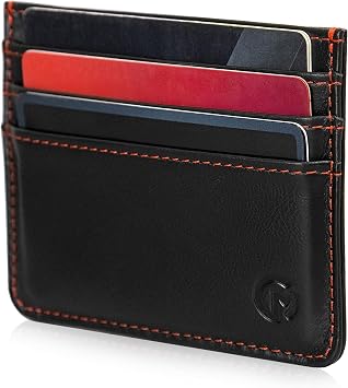 Casemade Real Leather Card Holder Slim Wallet Leather Minimalist Wallet with RFID Protection Black