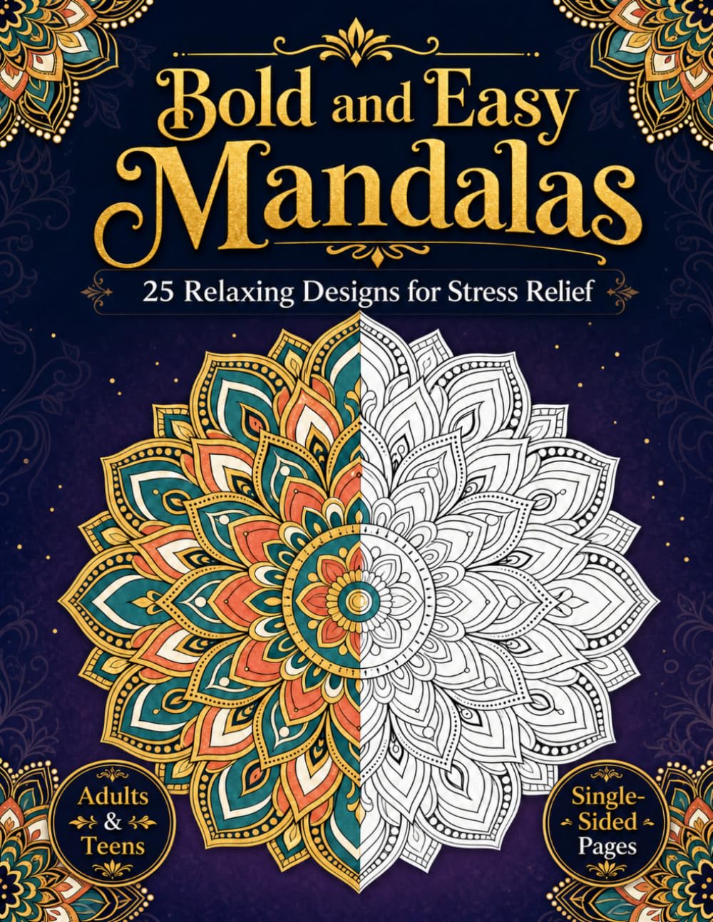 Bold and Easy Mandalas: 25 Relaxing Designs for Stress Relief