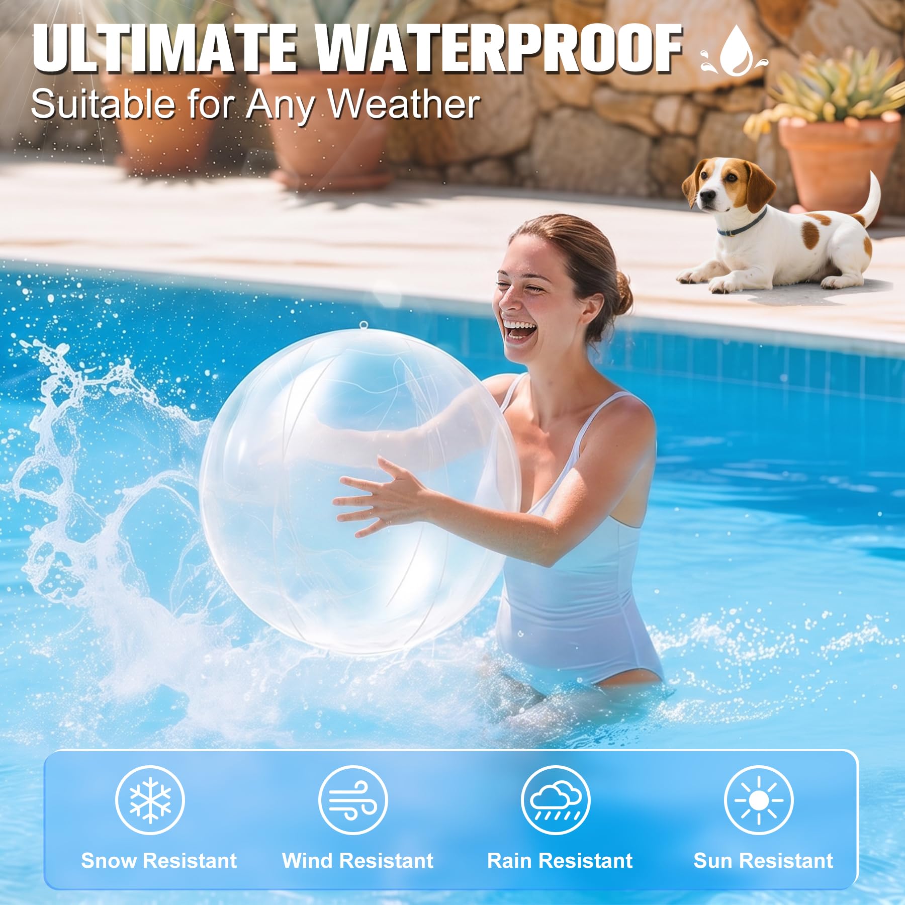 Schwimmende Solar-Lichter, 35,6 cm, bunte solarbetriebene Pool-Lichtkugeln, schwimmender Leuchtkugel IP68 wasserdicht, aufblasbare Solarleuchten für Schwimmbad, Teich, Outdoor-Dekoration, 2