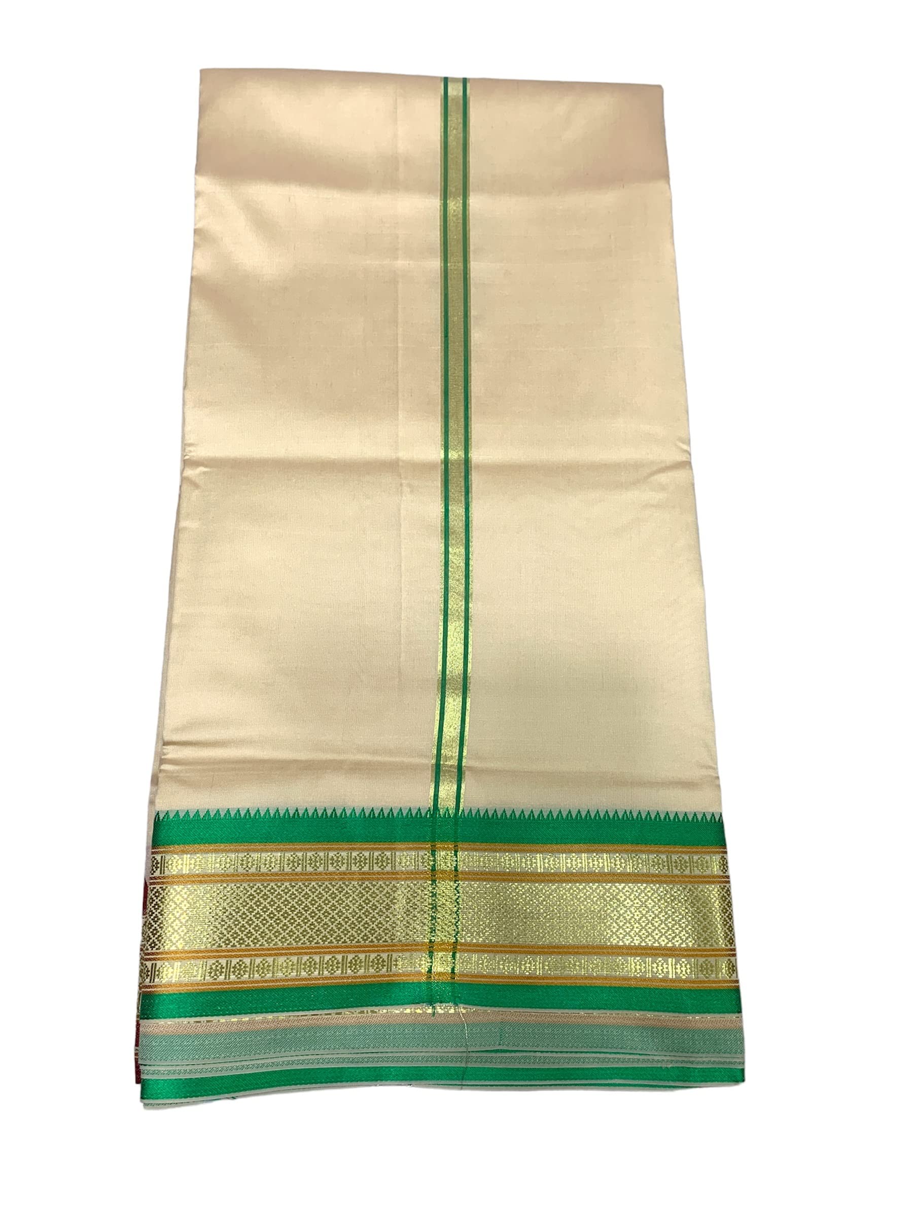 9-5 Silk Dhoti Set - Unstitched - Ideal for Puja, Tample, Festival