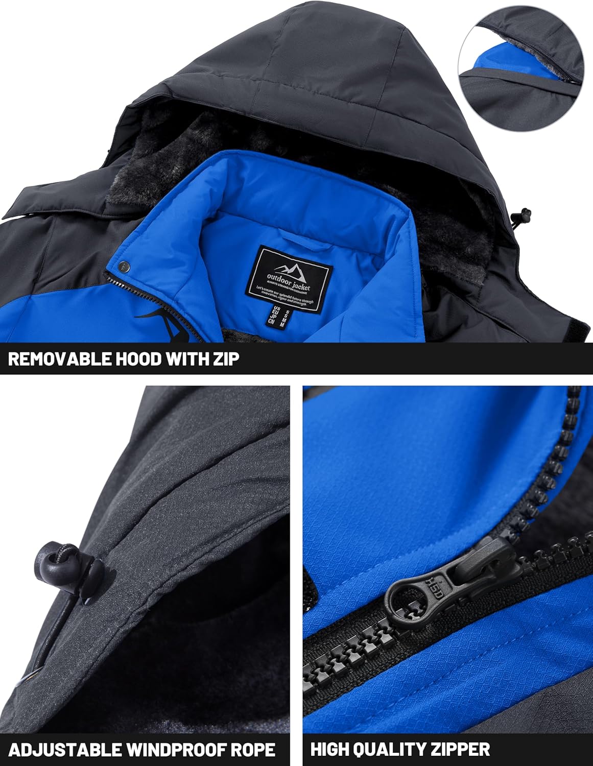 TACVASEN Winter Jacket Men's Water-Resistant Fleece Jacket Snow Ski Jacket Military Tactical Jacket Coat Parka Hood Raincoat