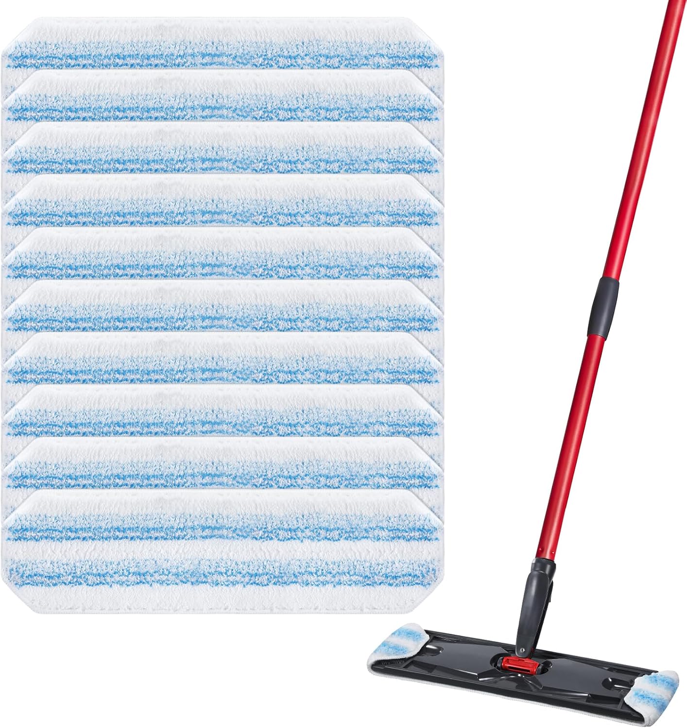10 Pack H2prO Mop Pads Compatible with O Ceda H2PrO Flat Mo p System, 100% Microfiber Mop Head Replacements, Washable and Reusable, White