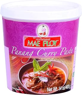 Mae Ploy Panang Curry Paste - Authentic Thai Flavor, No MSG, Herbs Spices Shrimp Paste, 14 oz Resealable Tub