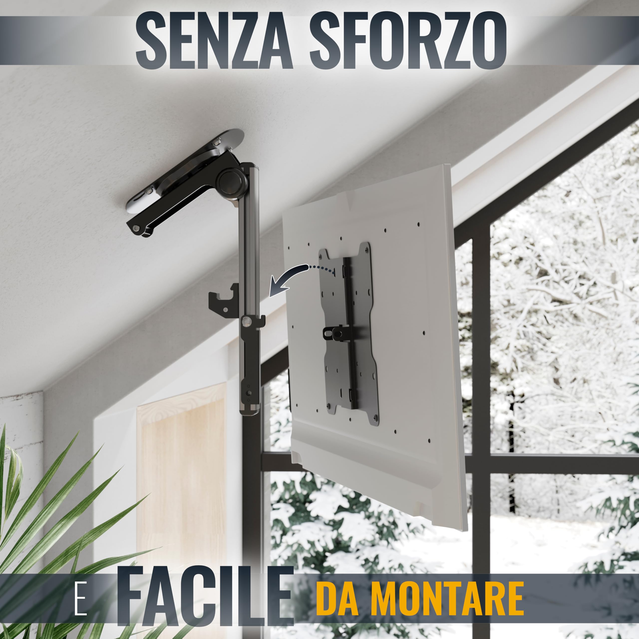 RICOO D0122 Supporto TV da soffitto Staffa TV 32-43 pollici per 32 40 42 43 pollici pieghevole girevole fino a 20 kg max VESA 200x200