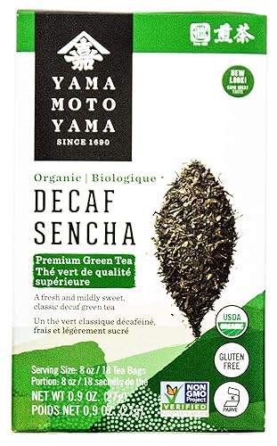 Yamamotoyama Bolsa de té verde Sencha orgánica descafeinada 18 unidades paquete de 1 descafeinada