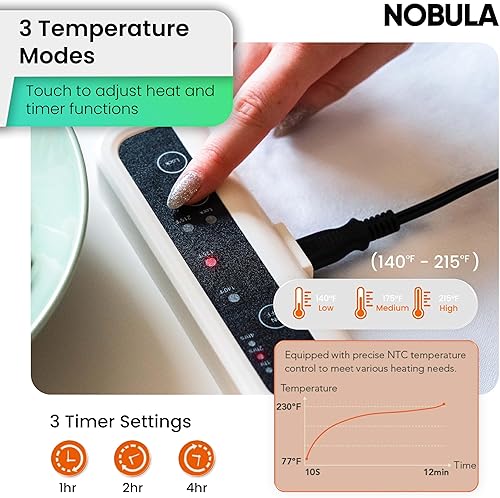Miniatura 2 de Tapete de calentamiento para alimentos  Bandeja de calentamiento eléctrica grande de 24 x 14 pulgadas para cocina y oficina con 3 temperaturas