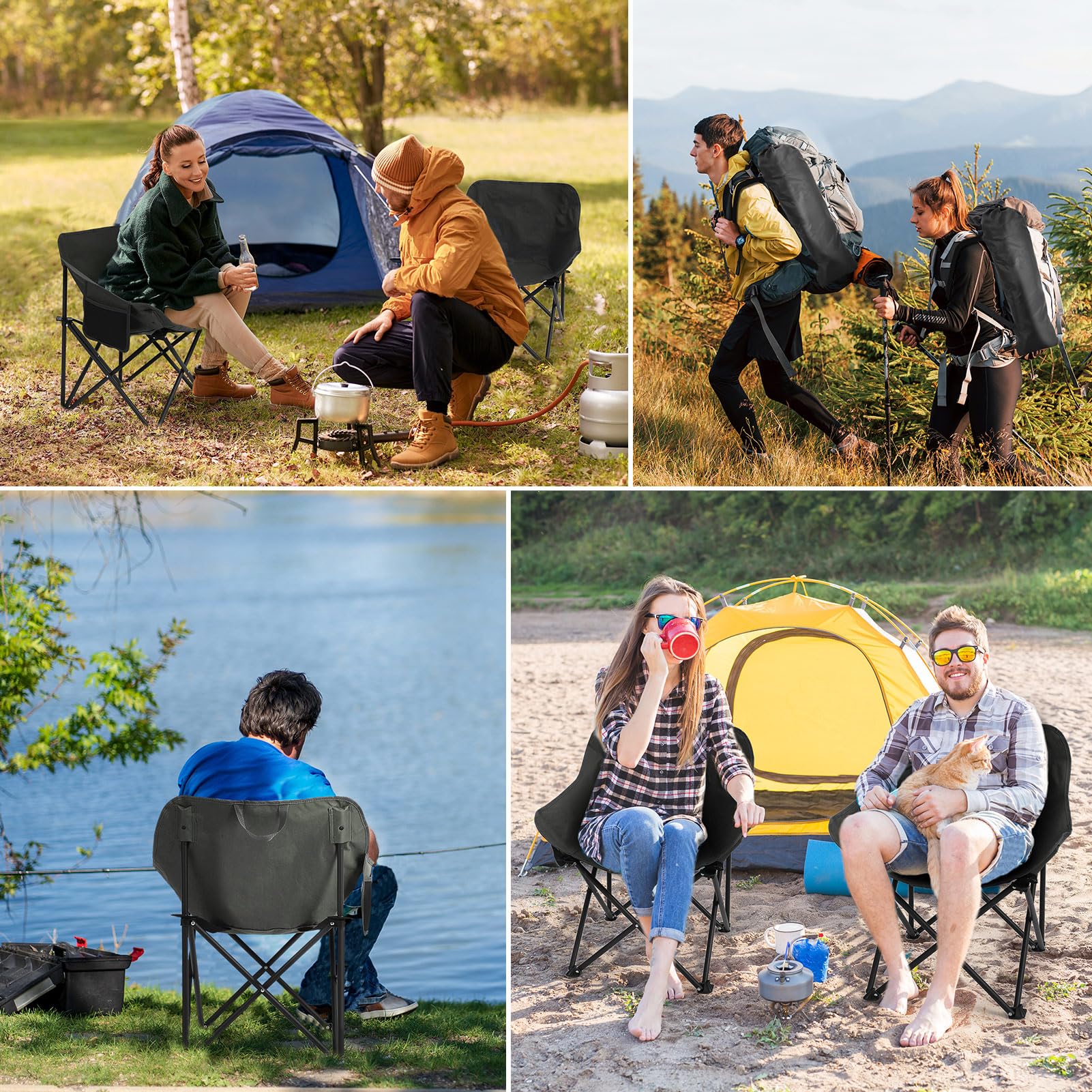 HAUSPROFI Campingstuhl Faltbar 150 kg Belastbar, Klappstuhl Camping Leicht, Bequeme Rückenlehne Campingstuhl, Camping Stuhl mit Tragetasche für Picknick, Outdoor, Wandern, Gartenstühle, Angelstuhl
