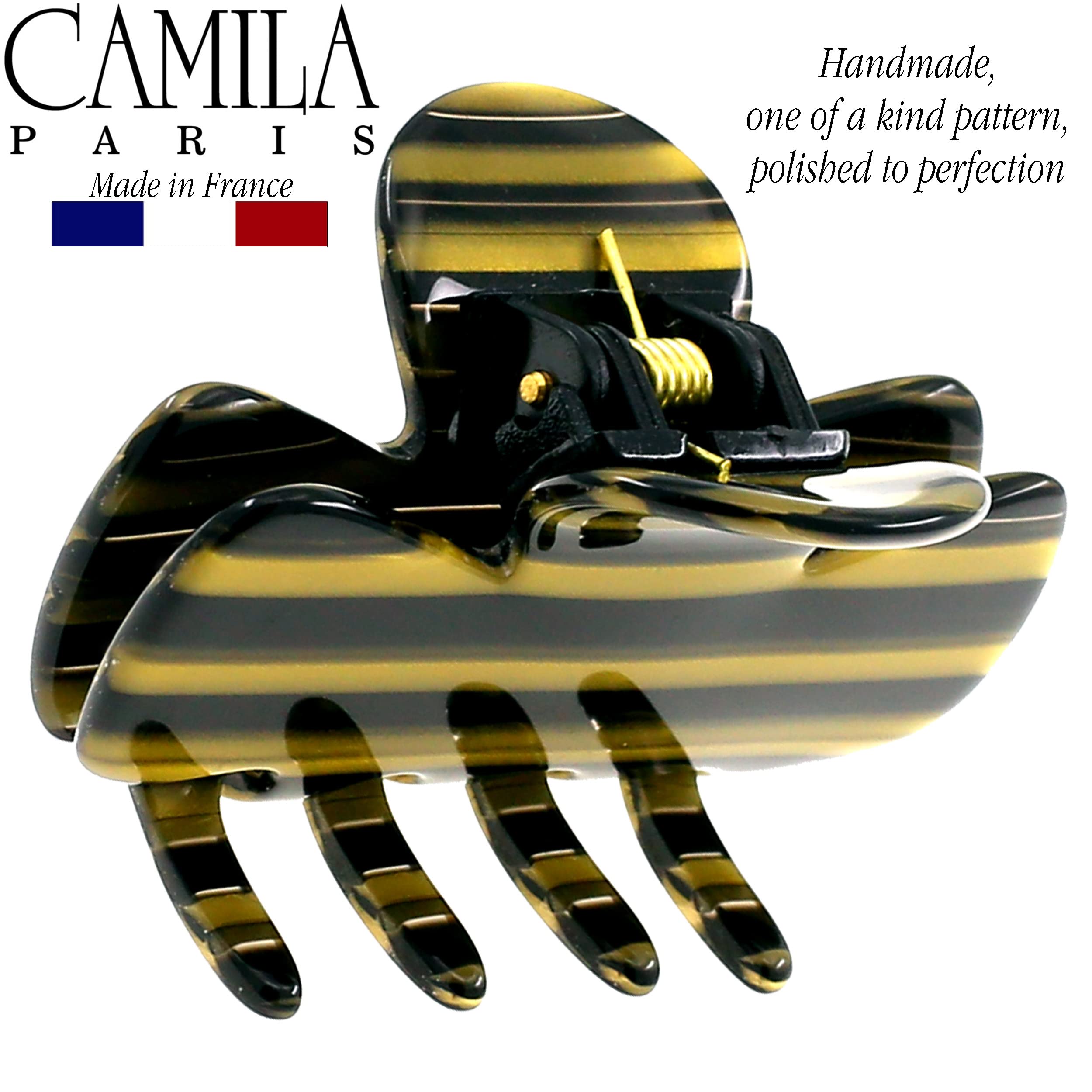 French Hair Clip Small Handmade Black Gold Stylish Strong Hold No Slip Amazon.com: Camila Paris CP3009 French Hair Clip for Women  main image 2