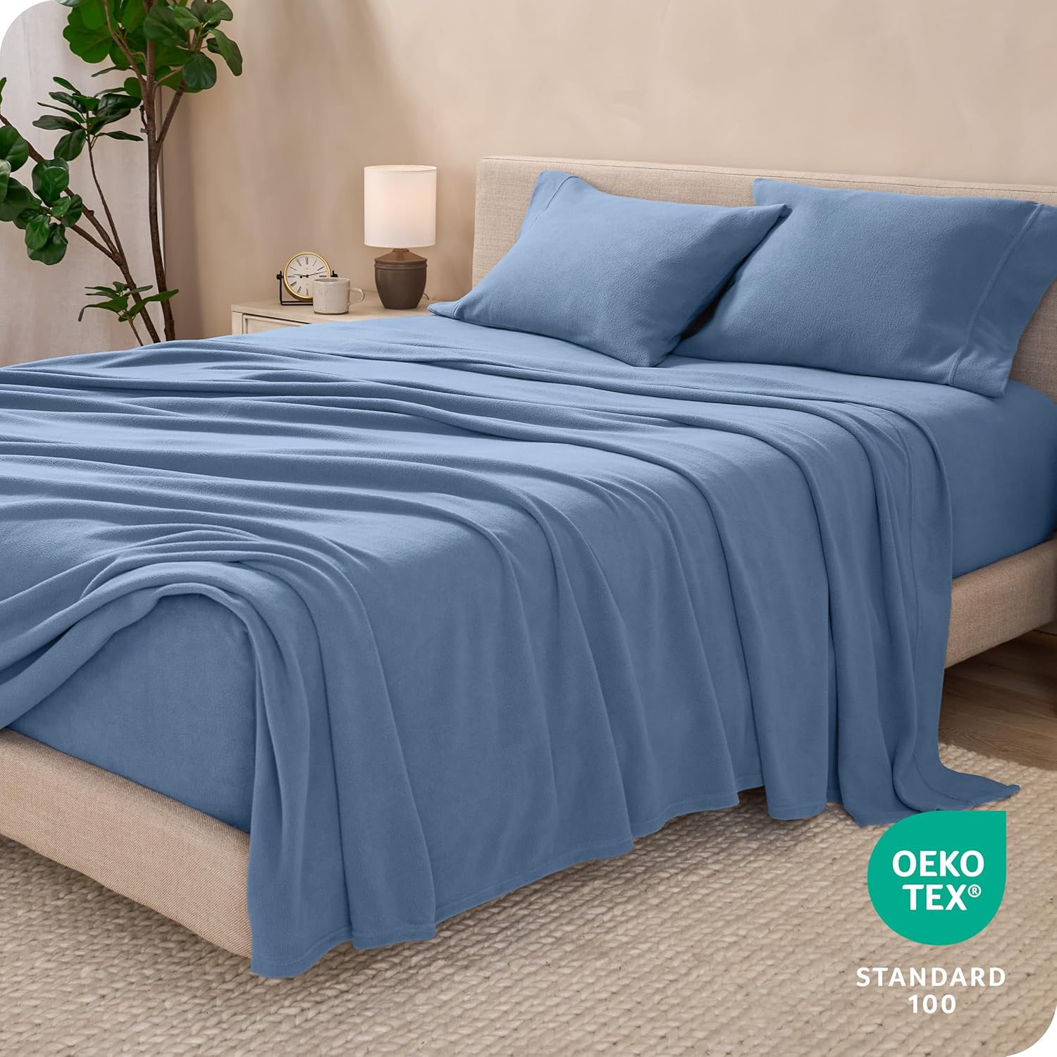 Twin XL Coronet Blue Deep Pocket Polar Fleece Sheet Set