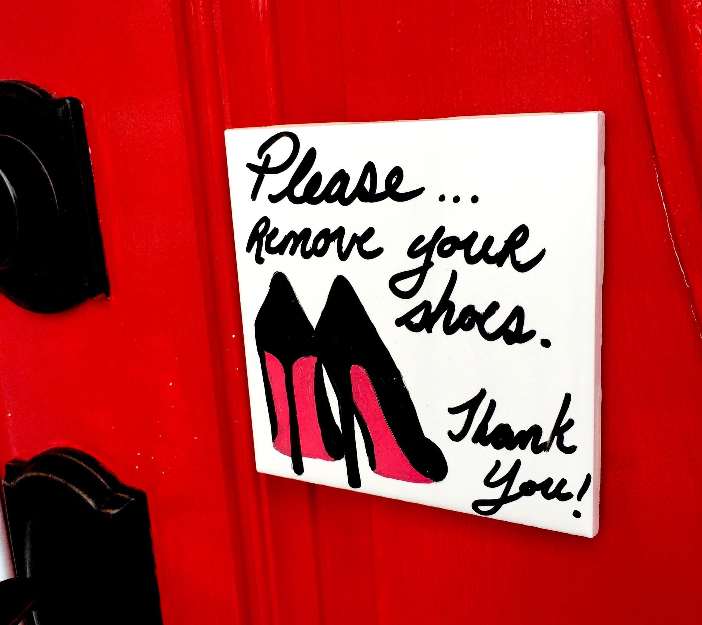 "Please Remove Your Shoes" Ceramic Door Sign