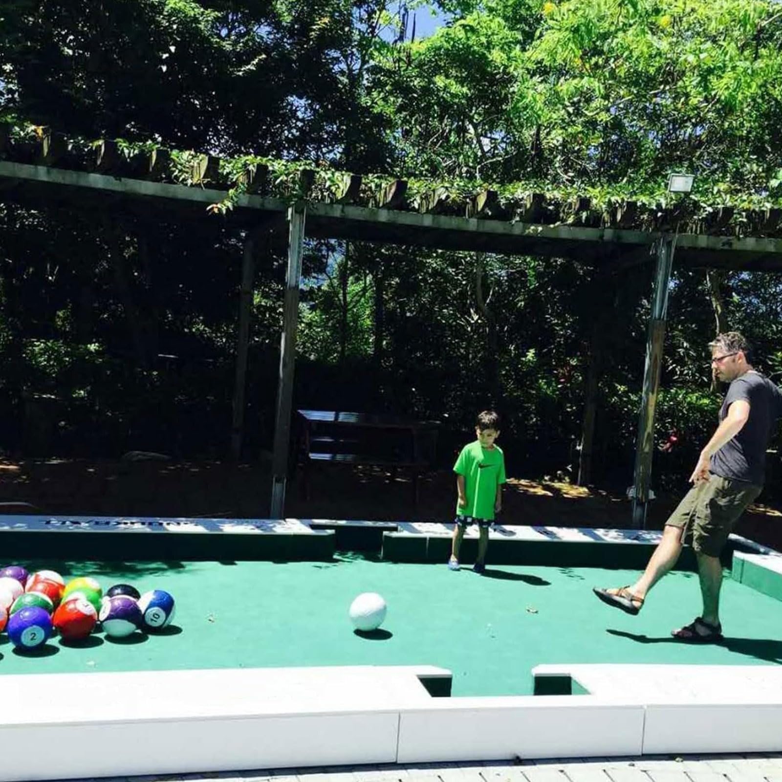 Aufblasbare Billard-Fußball-Fußball-Snooker-Bälle, Tischspiele, 16-teiliges Leder-Fußball-Pool-Kick-Billard-Set, riesiges Snooker-Straßenspiel, für Garten-Hinterhof-Spielzimmer