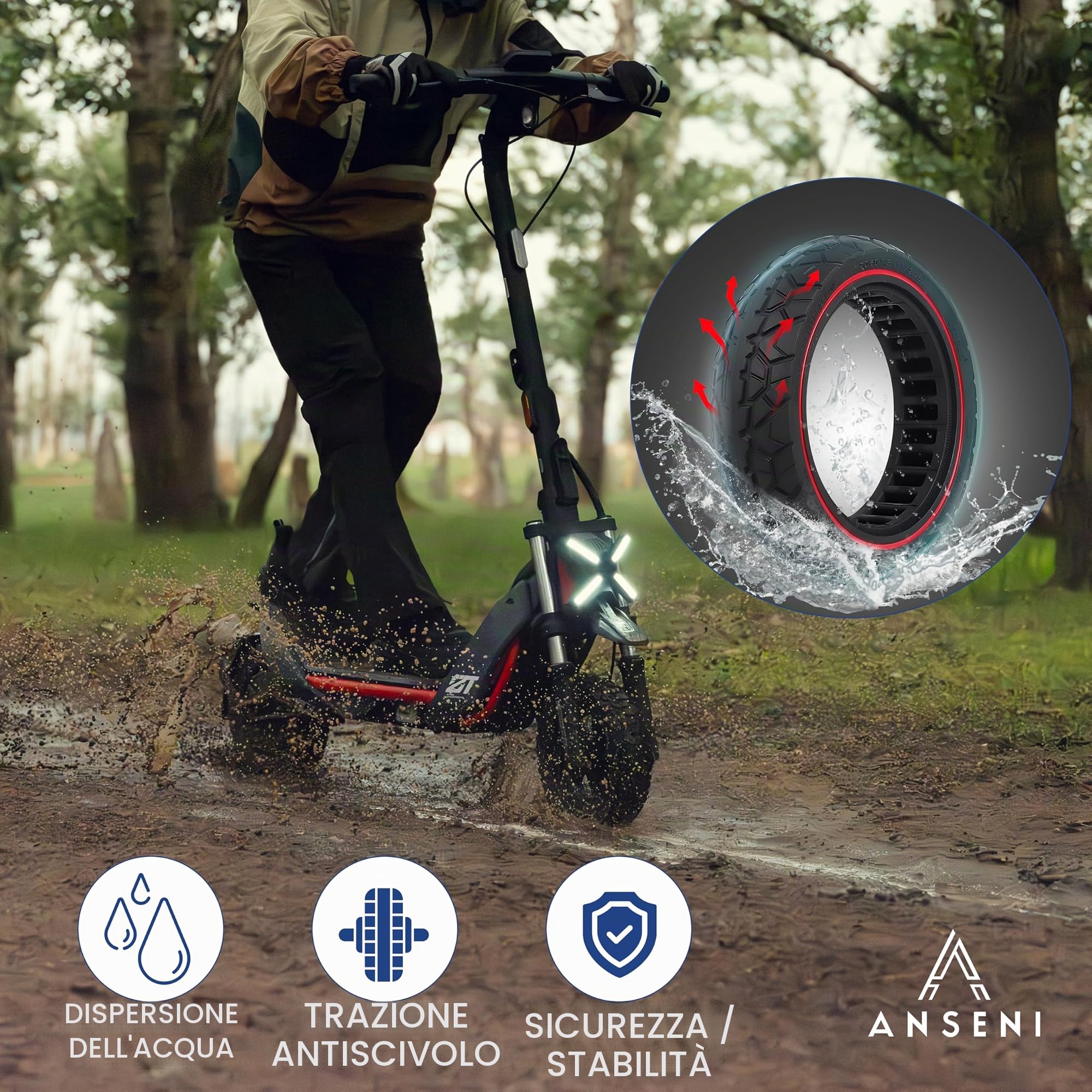 ANSENI Ruote Monopattino Elettrico 70/60-7.5,Gomme Anti-foratura 11x2.75 per Scooter Elettrico Monopattino Segway Ninebot ZT3 / ZT3 PRO / ZT3 PROE per Ruota Anteriore o Posteriore (1 ruota) | Per monopattino Segway Ninebot ZT3 / ZT3 PRO / ZT3 PROE, compat