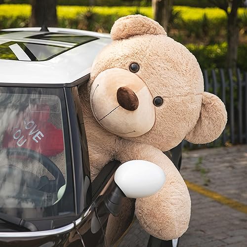 Miniatura 74 de Tezituor Oso de peluche gigante de 4.3 pies, animales de peluche grandes de 52 pulgadas con vientre blanco, regalo de San Valentín para novias