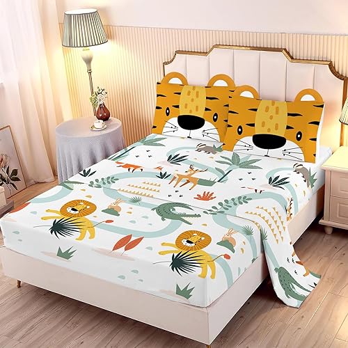 Miniatura 9 de MUSOLEI Sábana bajera ajustable de hongos, ropa de cama de hongos, juegos de ropa de cama matrimonial para niños, 1 sábana bajera de bolsillo