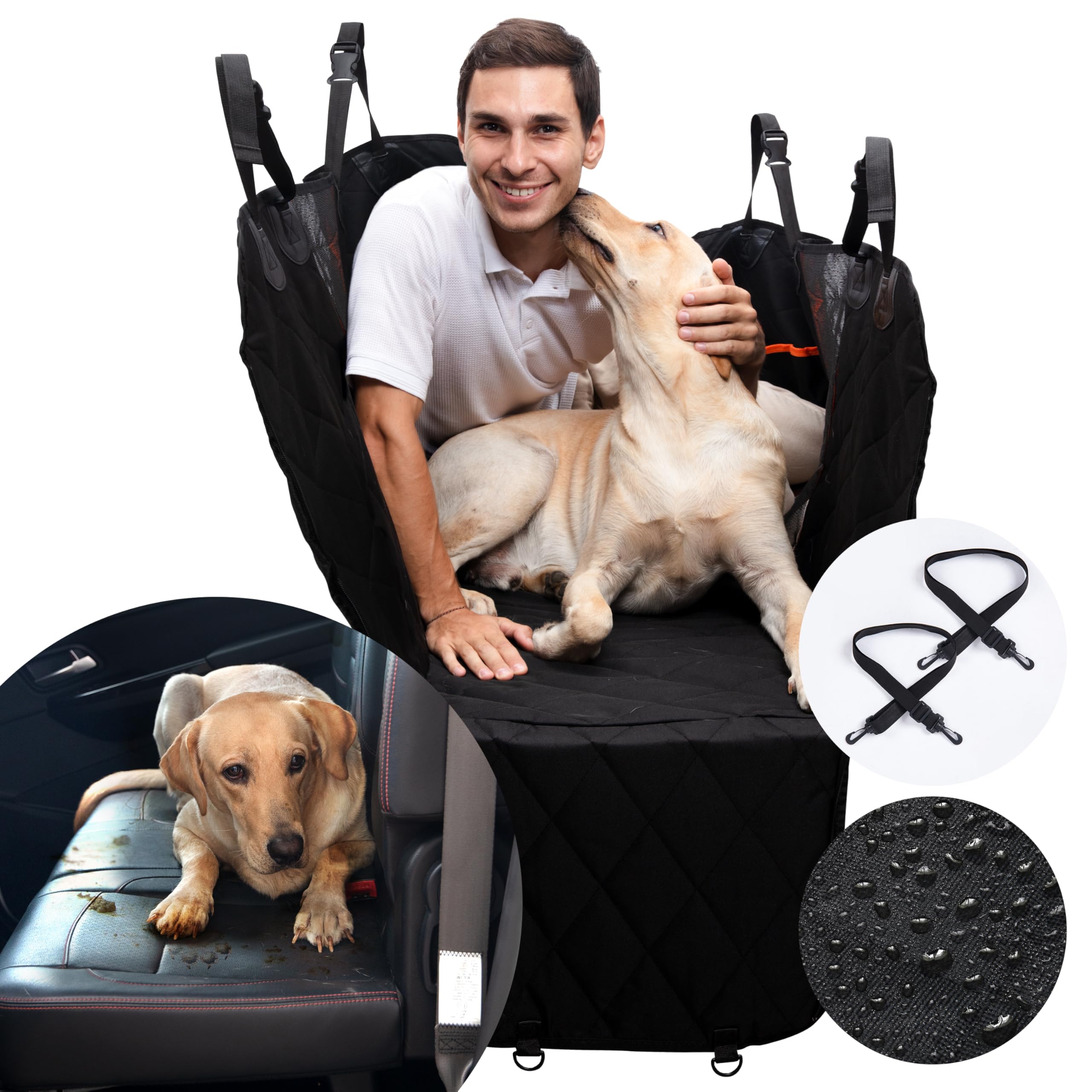 ASHLEY MADDEN Dog Car Seat Cover for Back Seat | 100% Waterproof Dog Car Hammock | Heavy Duty Nonslip Pet Seat Cover with Mesh Window & Storage | SUV | Truck | Flexible Bottom - image 6