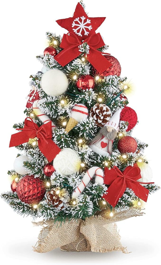 WBHome 1.8 Feet Prelit Decorated Tabletop Christmas Tree