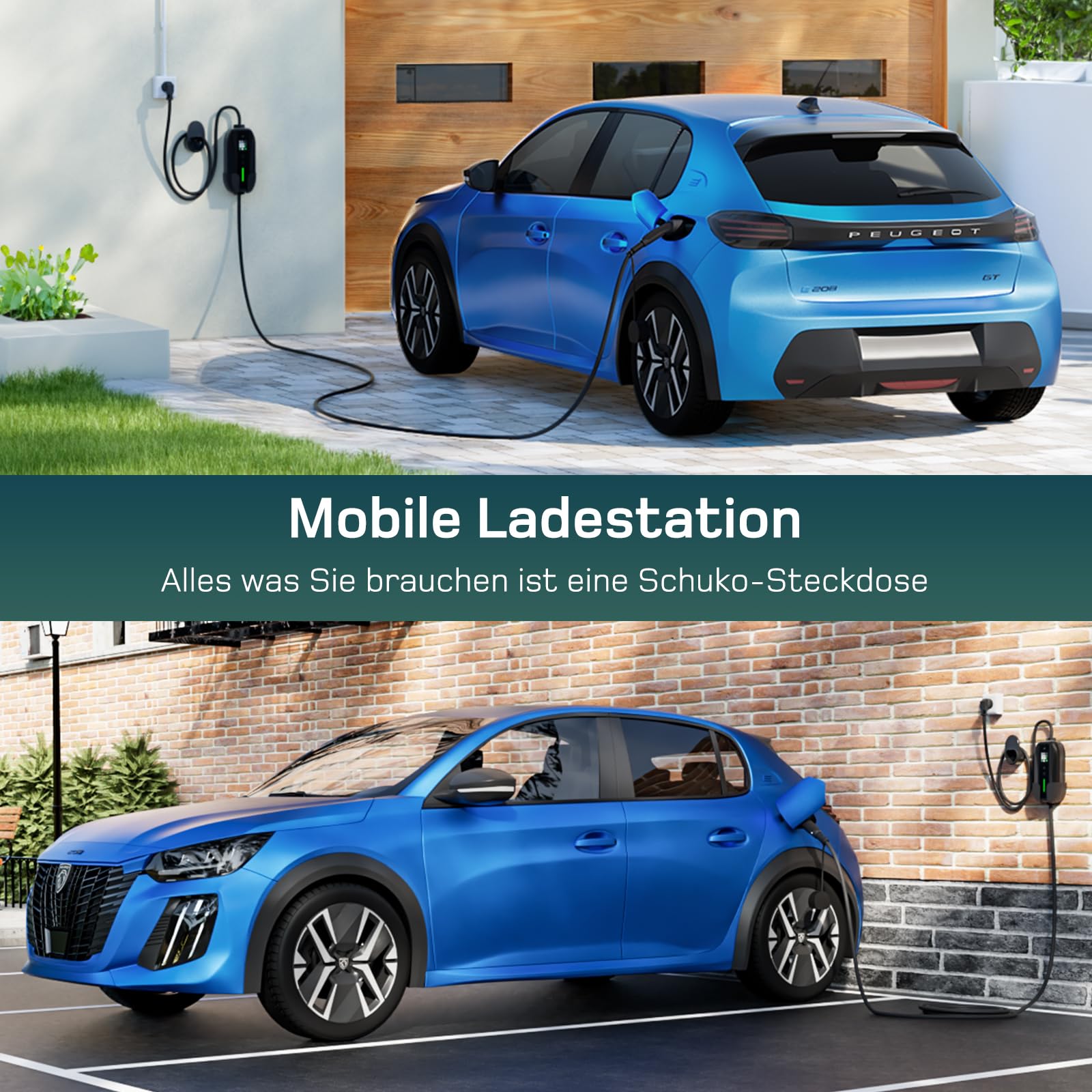 dé Typ 2 Ladekabel Schuko 3,68kW[1-phasig, 6m, 6-16A], EV Chargers mit Steuerbarer Digitalanzeige für Elektroauto, EV Ladegerät für 3008/508, C5X, DS7, GLA, Q3, X3, ZOE, ID.3, ID.4 und Anderen PHEV/EV