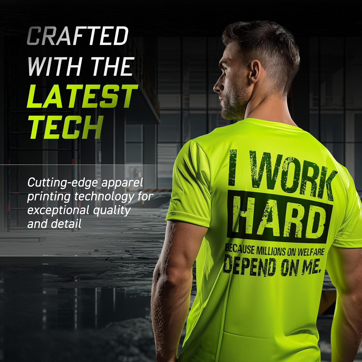 Hi Vis, Hi Viz Welfare Cotton/Poly Blend Half-Sleeve Safety T-Shirt, Funny Work Shirts for Men, Safety Yellow