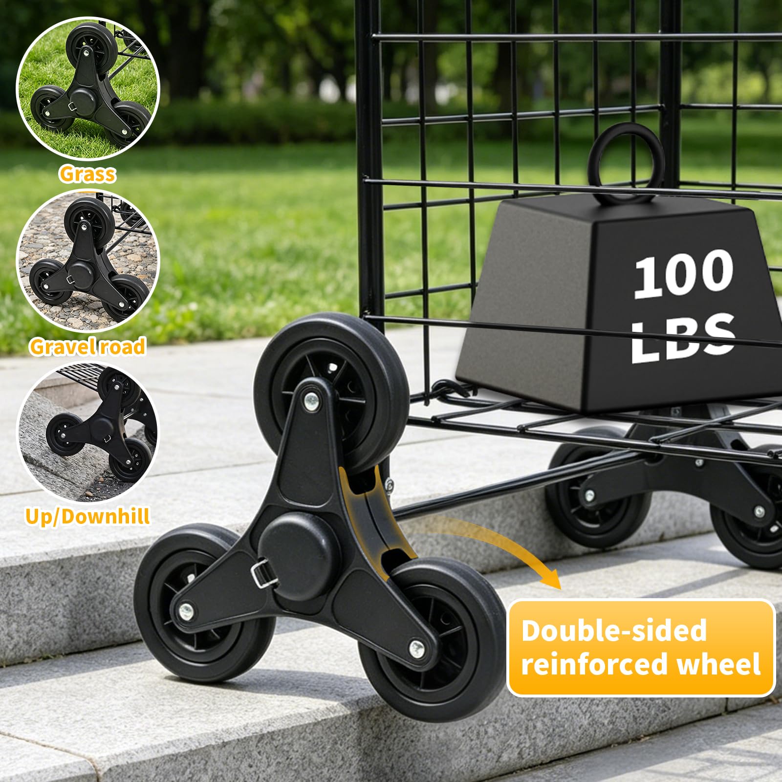 Kiffler Grocery Shopping Cart with 360° Rolling Swivel Wheels