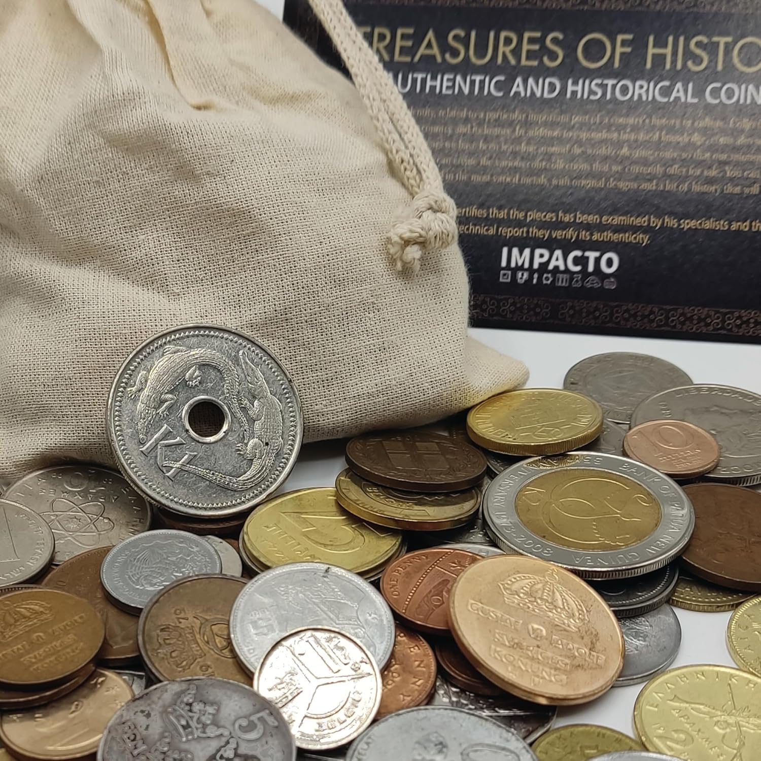 IMPACTO COLECCIONABLES Three-Century-Old "Pound" Coins from 5 continents- Original and Authentic World Coins Collection - Expertly Inspected