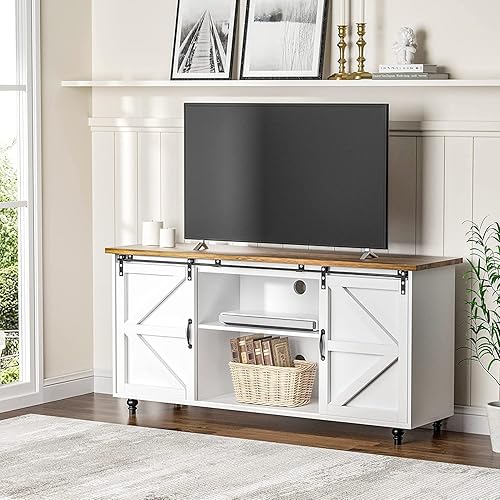 Miniatura 7 de Gabinete de barra de café de granja con almacenamiento y puertas corredizas de granero gabinete de aparadores de cocina de 58 pulgadas mesa de café