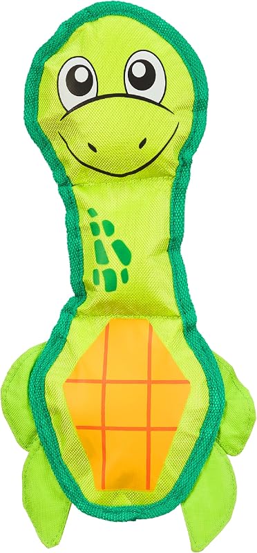 Outward Hound Fire Biterz Turtle Plush Firehose Material Juguete interactivo para perros, mediano