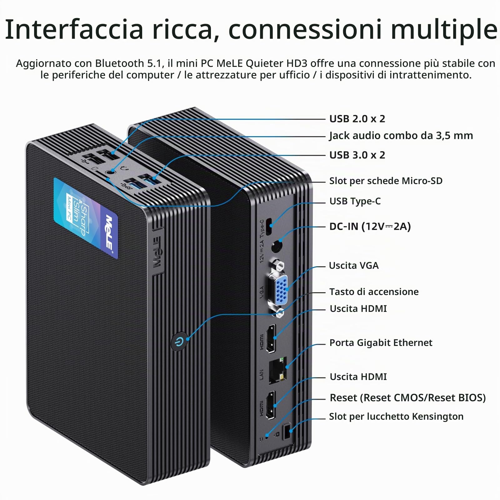Mele QuieterHD3 Mini PC Celeron N5105 16GB 512GB Micro Computer, Piccolo Desktop Senza Ventola con Gigabit Ethernet WiFi, BT5.1 per Segnaletica Digitale Industriale Aziendale IoT