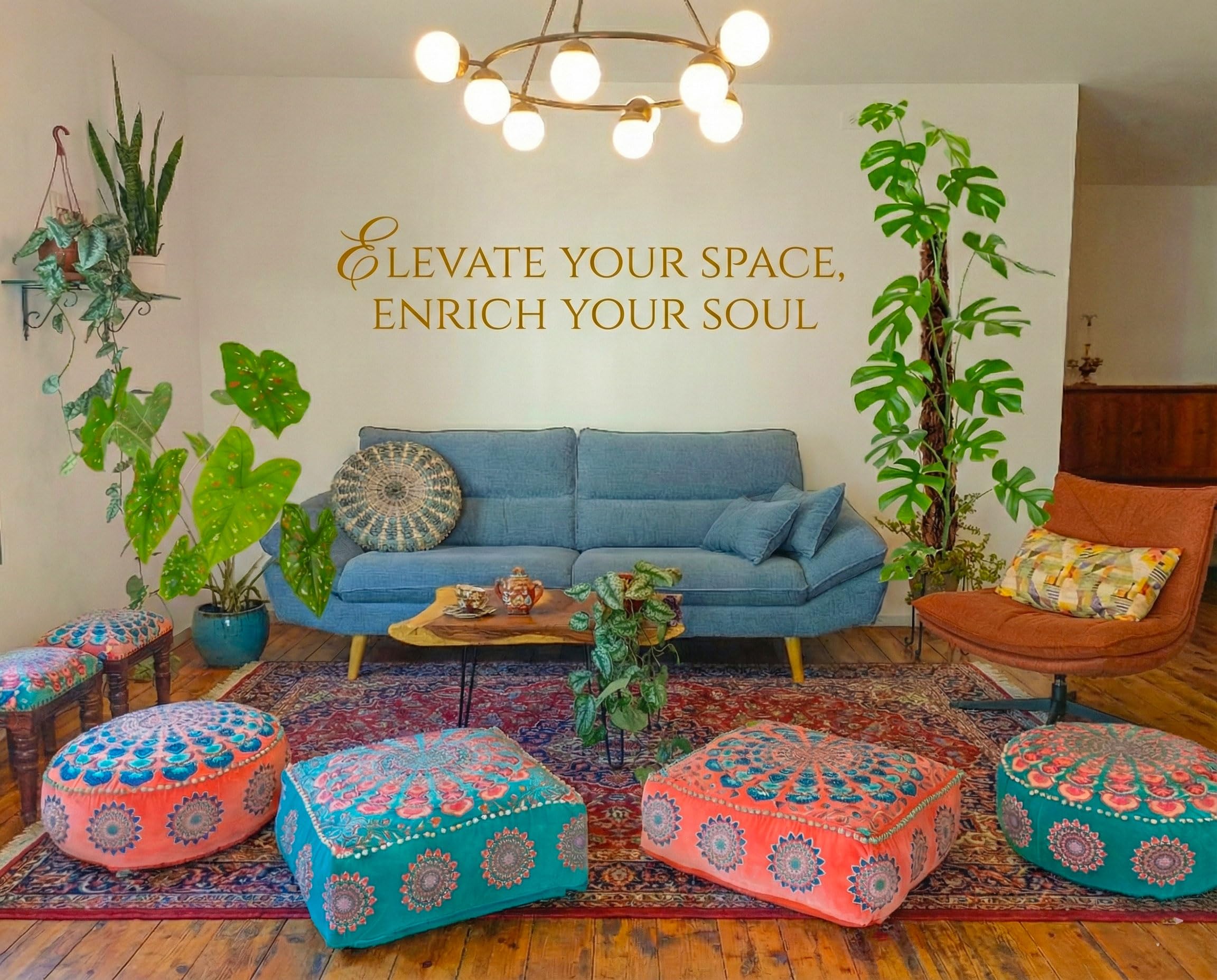 Mandala Life ART Fodera per cuscino da pavimento rotondo bohémien - 60x20 cm - 100% cotone - Custodia pouf per pouf per soggiorno, camera da letto, patio e altro