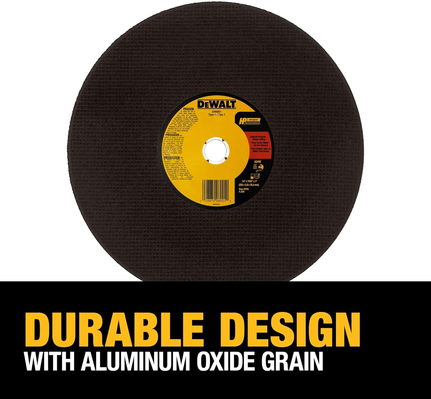 DEWALT 14" Chop Saw Blade, Metal Cut-Off Wheel (DW8001)