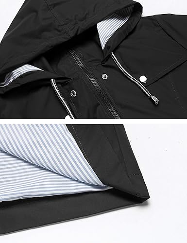 Miniatura 4 de Lomon - Chaqueta impermeable larga con capucha para mujer, forro cortavientos, chaqueta de viaje, S-XXL