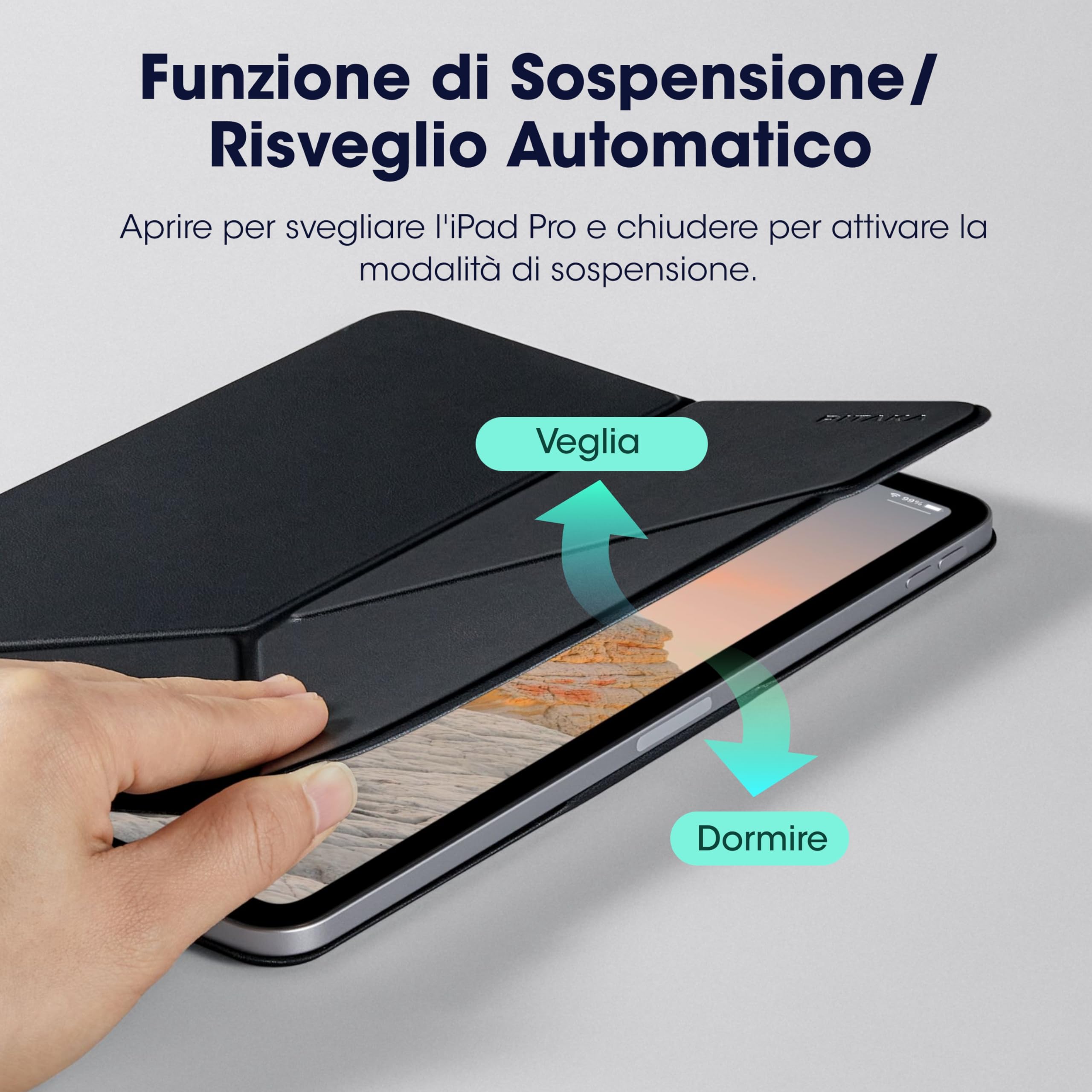 PITAKA Custodia per iPad Pro 13 2024 M4 - Cover magnetica per iPad Pro 13 7a generazione, ultra leggera con supporto per penna iPad Stand multi-angolo in pelle PU nera [MagEZ Folio 2]