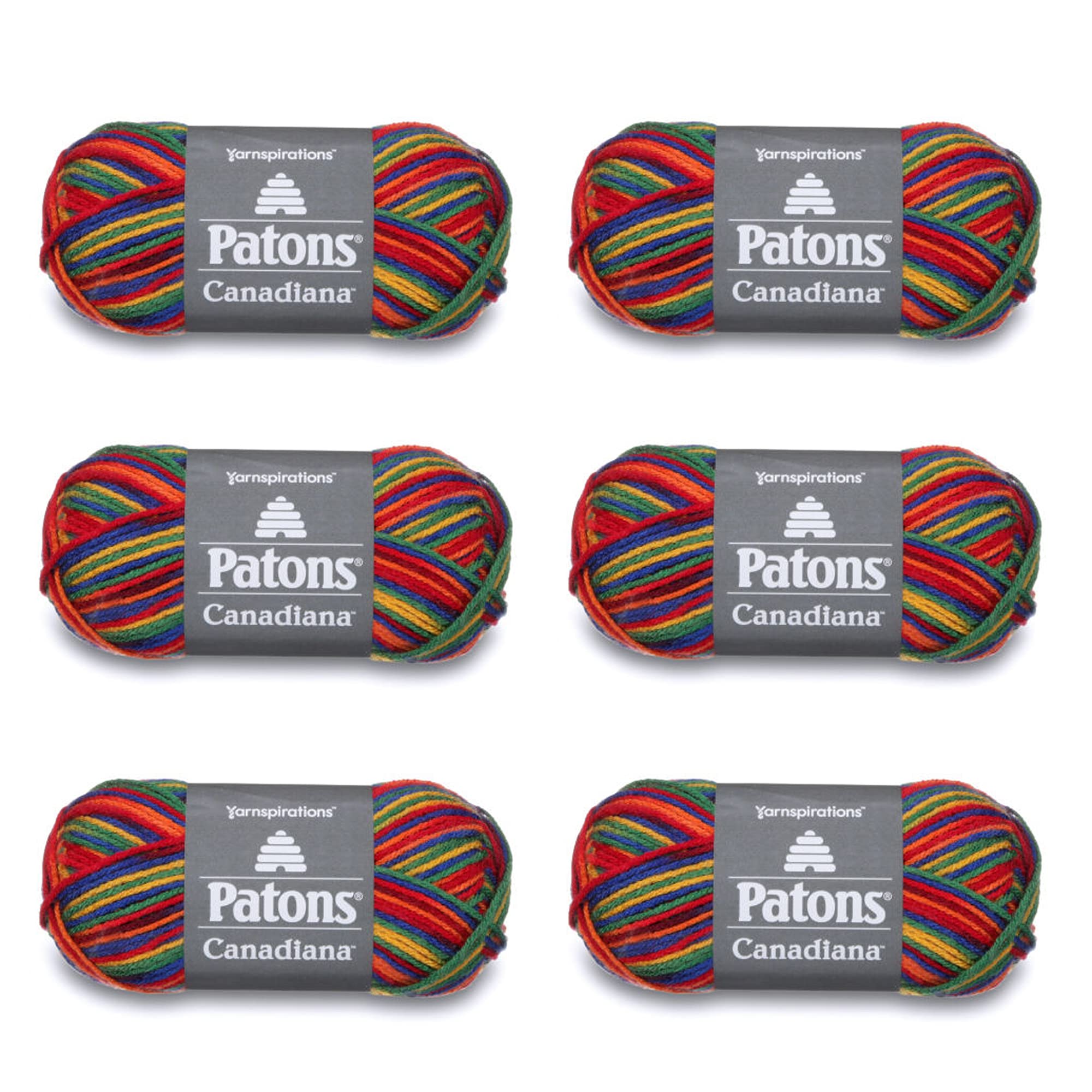Evita nudos con lana PATONS Canadiana Variegates Rainbow pack de 6 ovillos para tejer sin pausas