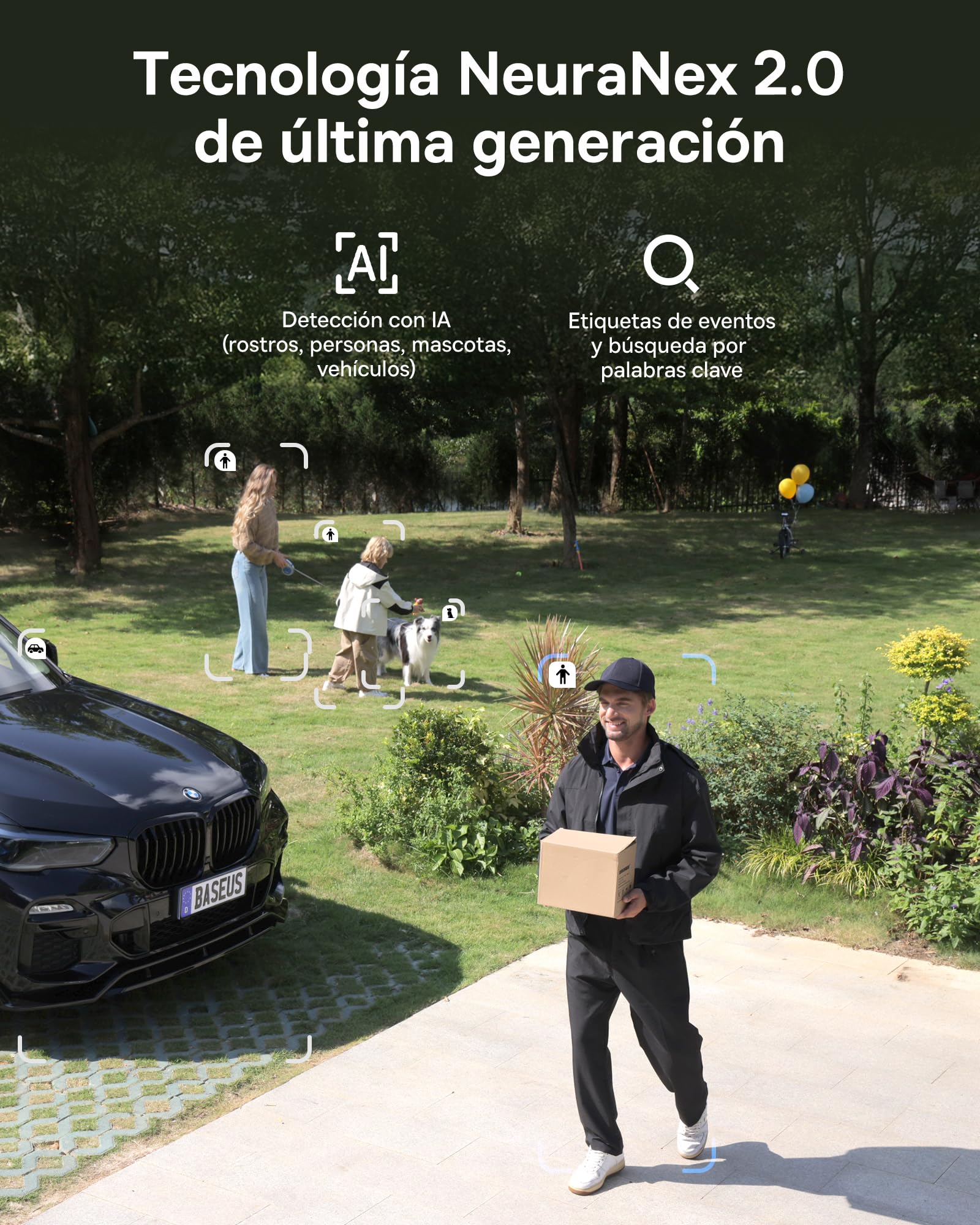 Baseus Security X1 Pro Cámara de Vigilancia Exterior – Doble Seguimiento IA, vigilancia 300°, visión Nocturna, cámara Solar inalámbrica a batería con detección IA, Patrulla automática, hasta 512 GB