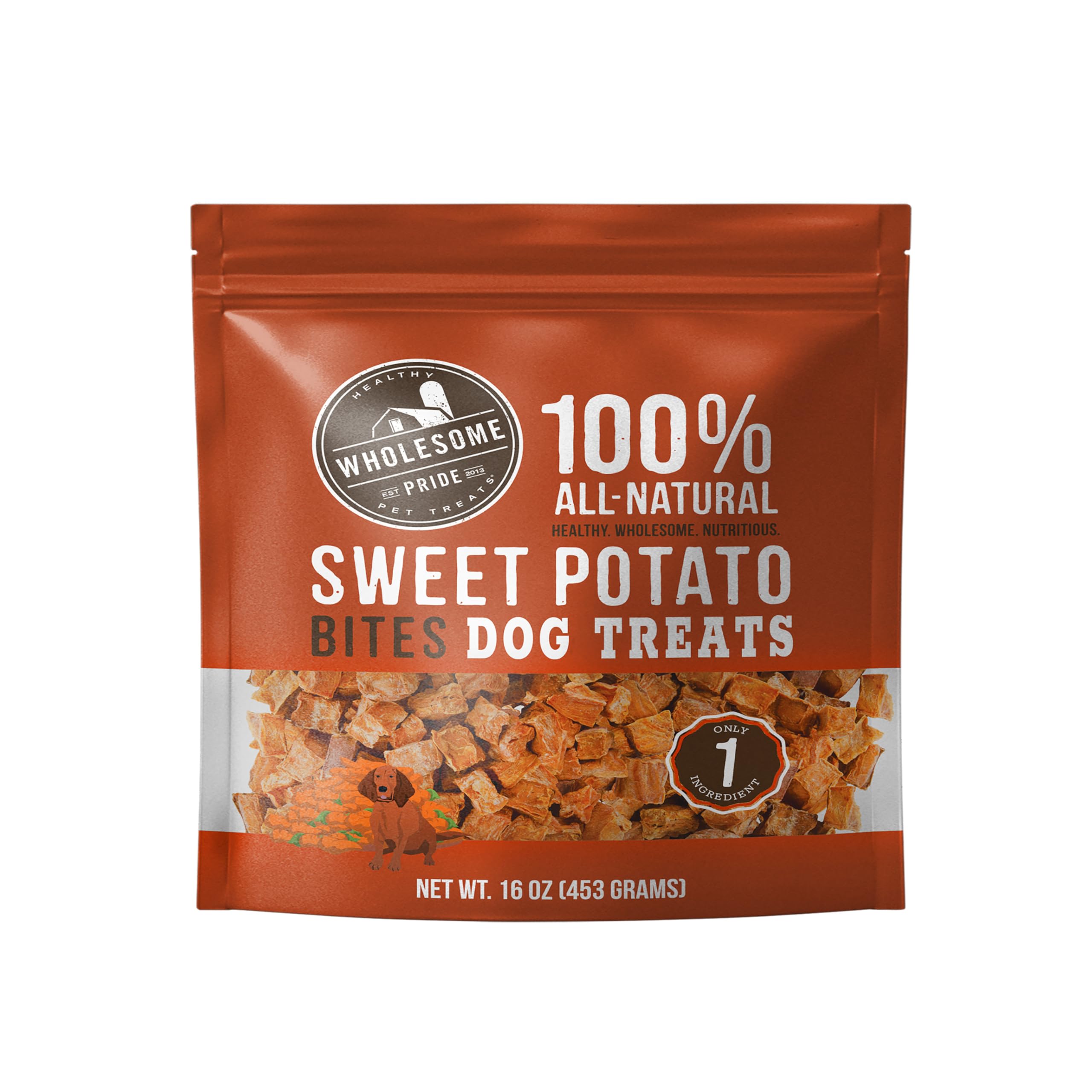 Wholesome PrideSweet Potato Bites 100% All-Natural Single Ingredient, USA-Sourced Dog Treats, 16 oz