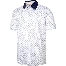 Mens Golf Shirt Moisture Wicking Dry Fit Print Performance Short Sleeve Polo Shirts for Men