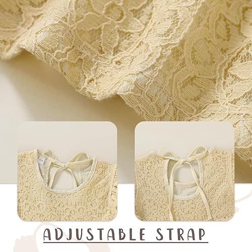 Miniatura 4 de Vestido de verano para niña pequeña, ropa de verano con mangas con vuelo, vestidos de fiesta de princesa de encaje para niñas 2-7T