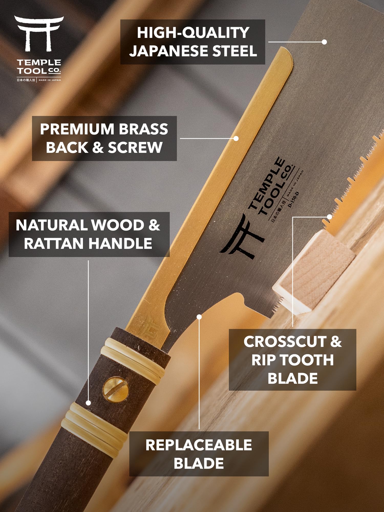 Scie à tirer japonaise Dozuki 6 pour Ripcut et Crosscut – Scie à main pour queue d'aronde, tenons, menuiserie fine – Scie à queue d'aronde – Temple Tool Co.