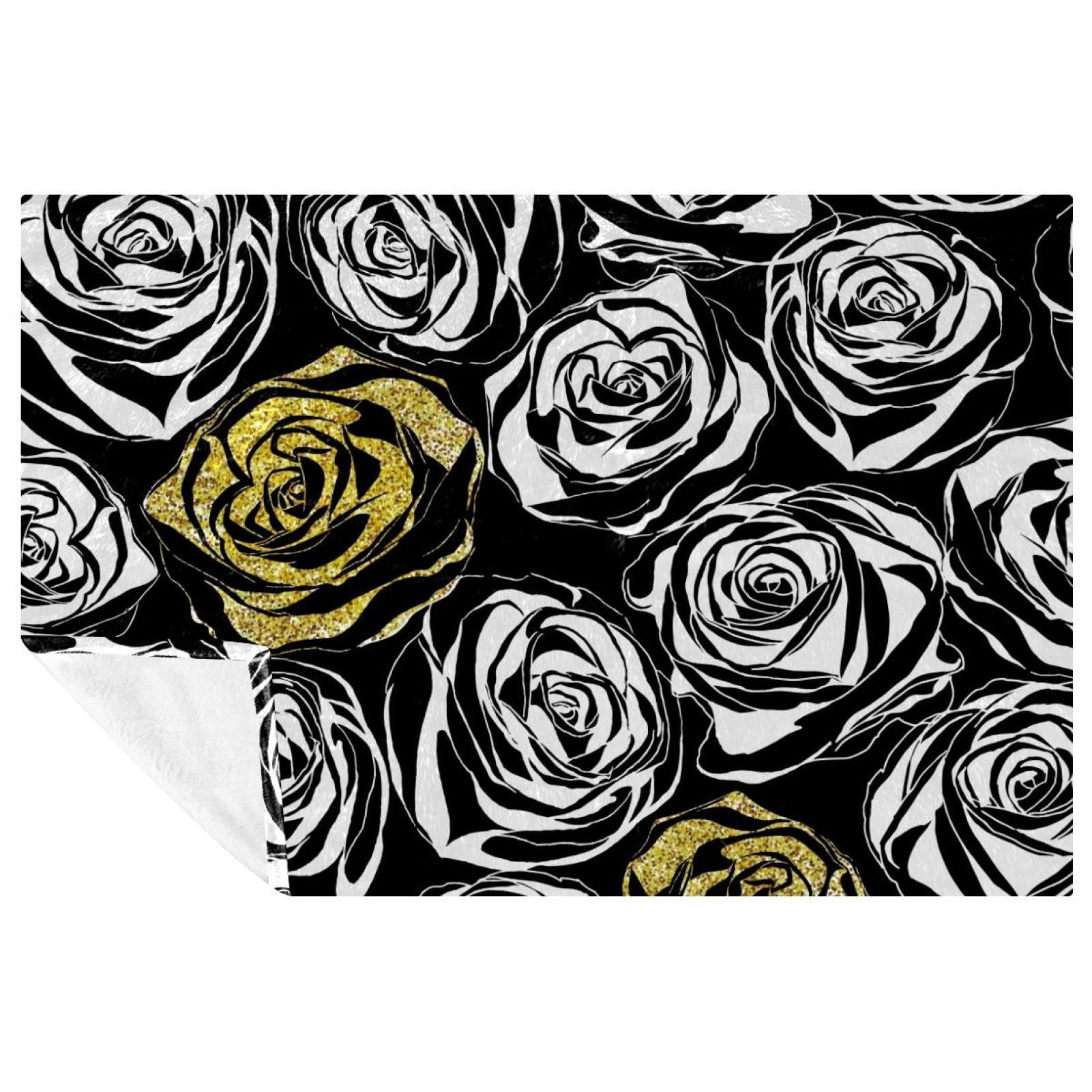 Couverture douce imprimé rose noire plaid chaud ultra moelleux pour lit et canapé