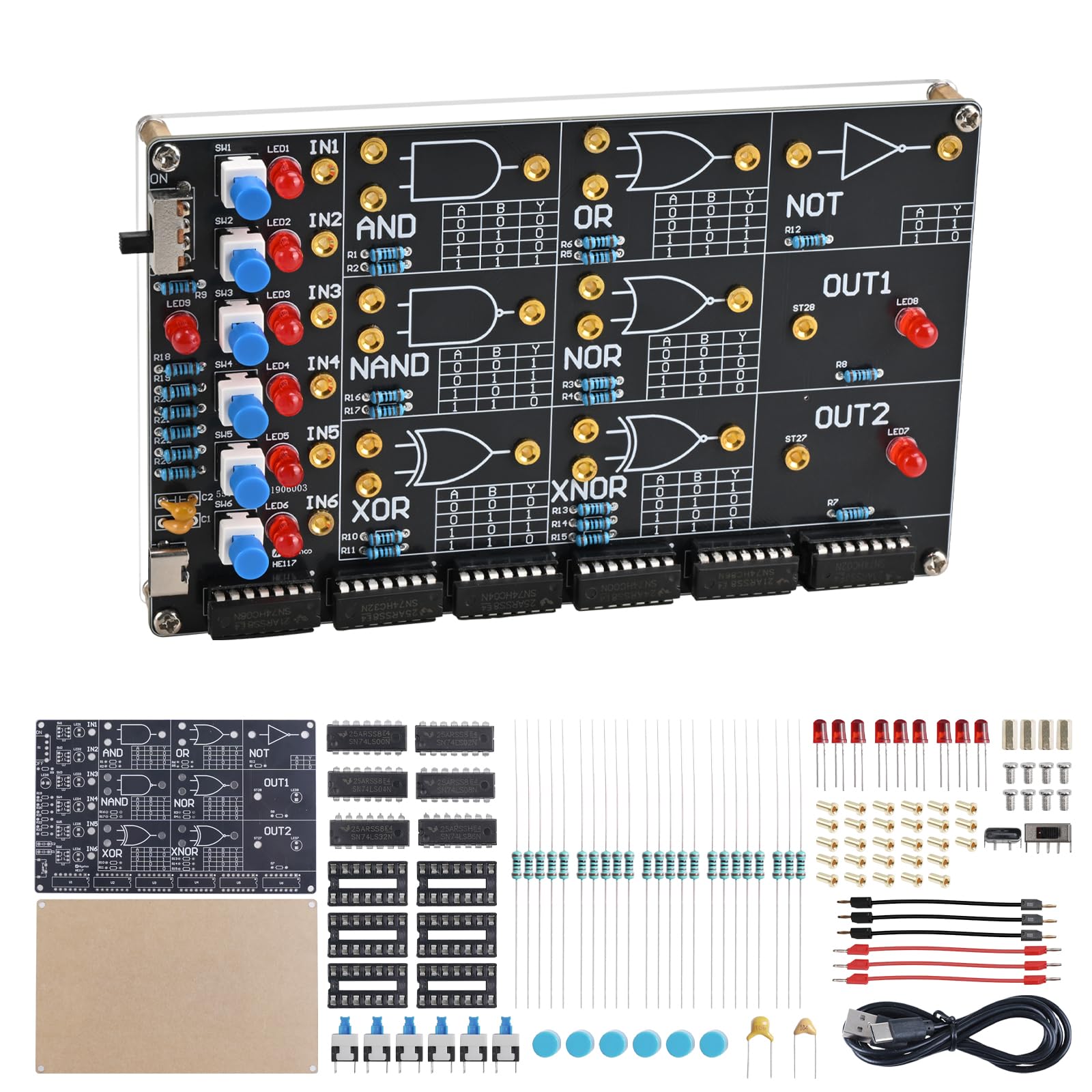Kit de soldadura con indicador LED, juego de soldadura electrónica BANRIA para aprender a soldar con AND OR NO NAND NOR XNOR, circuitos lógicos digitales para estudiantes, escuelas, STEM