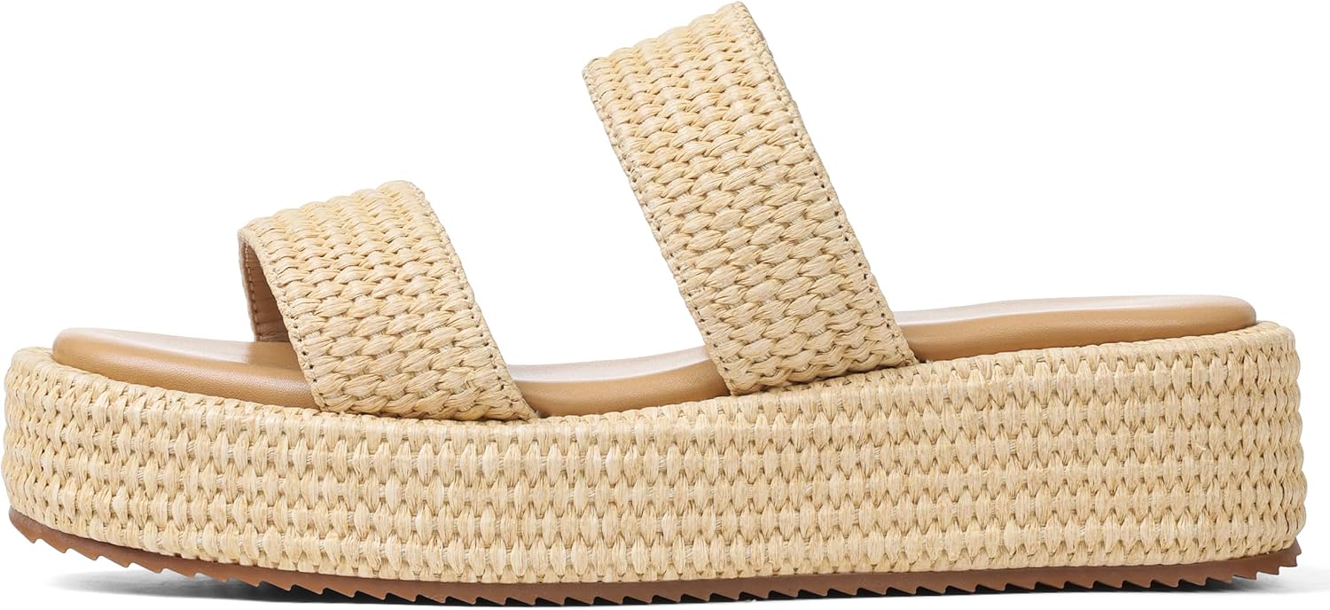 Platform Slip on Espadrille Sandals for Women Wedges Slides Bohemia Sandals Flatform Open Toe Beach Sandals