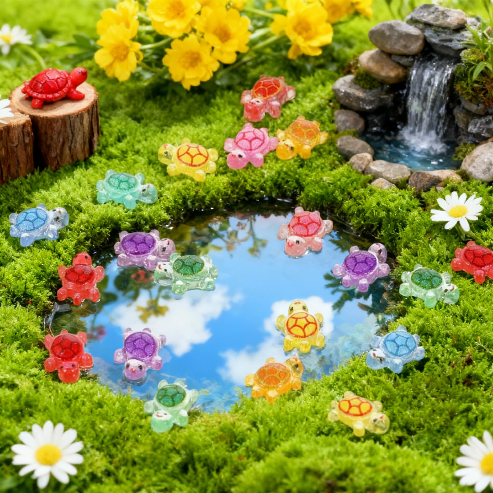 100 sztuk mini żółwi, mini świecące żółwie z żywicy, słodkie małe figurki z żywicy, małe figurki żółwia, miniaturowe figurki do majsterkowania DIY, dekoracji ogrodu, kształtowania krajobrazu i