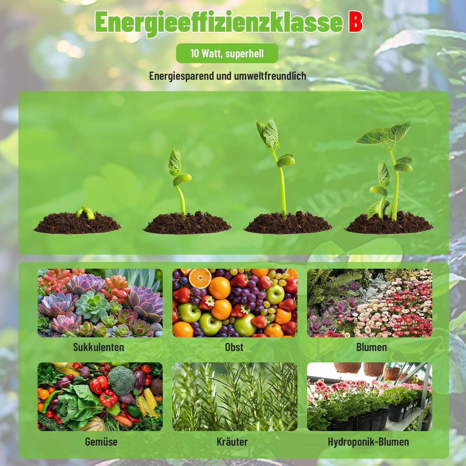 Lámpara Para Plantas 540 LEDs,Espectro Completo,4 Unidades,Luz de Crecimiento Plantas con Temporizador 3/9/12H y 10 Niveles de Brillo para Plantas de Interior(4)