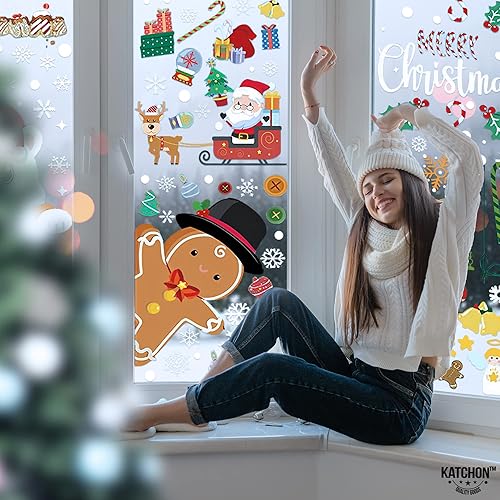 Miniatura 4 de KatchOn, Adhesivos de Navidad para ventanas de cristal, 120 piezas, calcomanías de ventana de Navidad, decoraciones de ventana de Navidad,