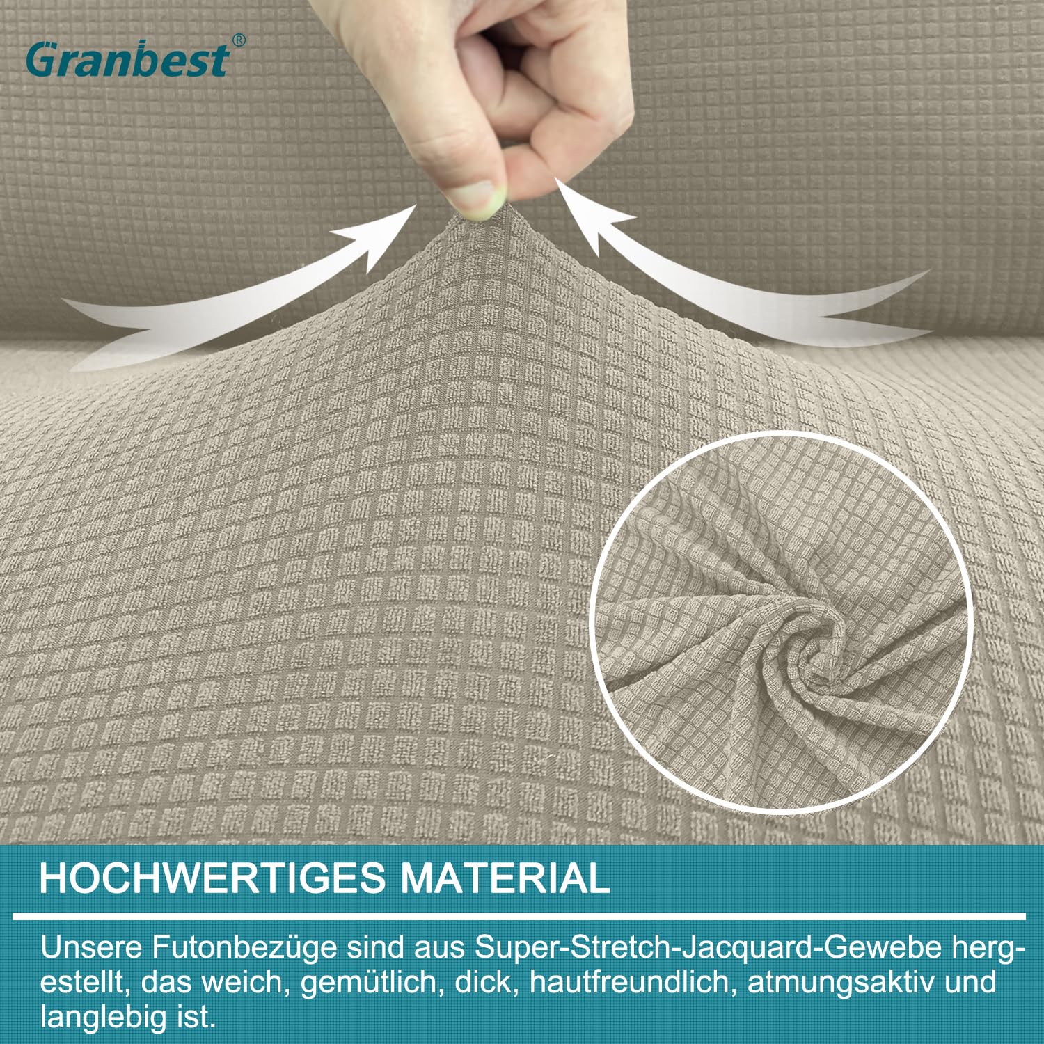 Granbest Copertura impermeabile senza bracciolo Futon ad alta elasticità protezione per divano letto pieghevole antiscivolo senza braccioli (sabbia)