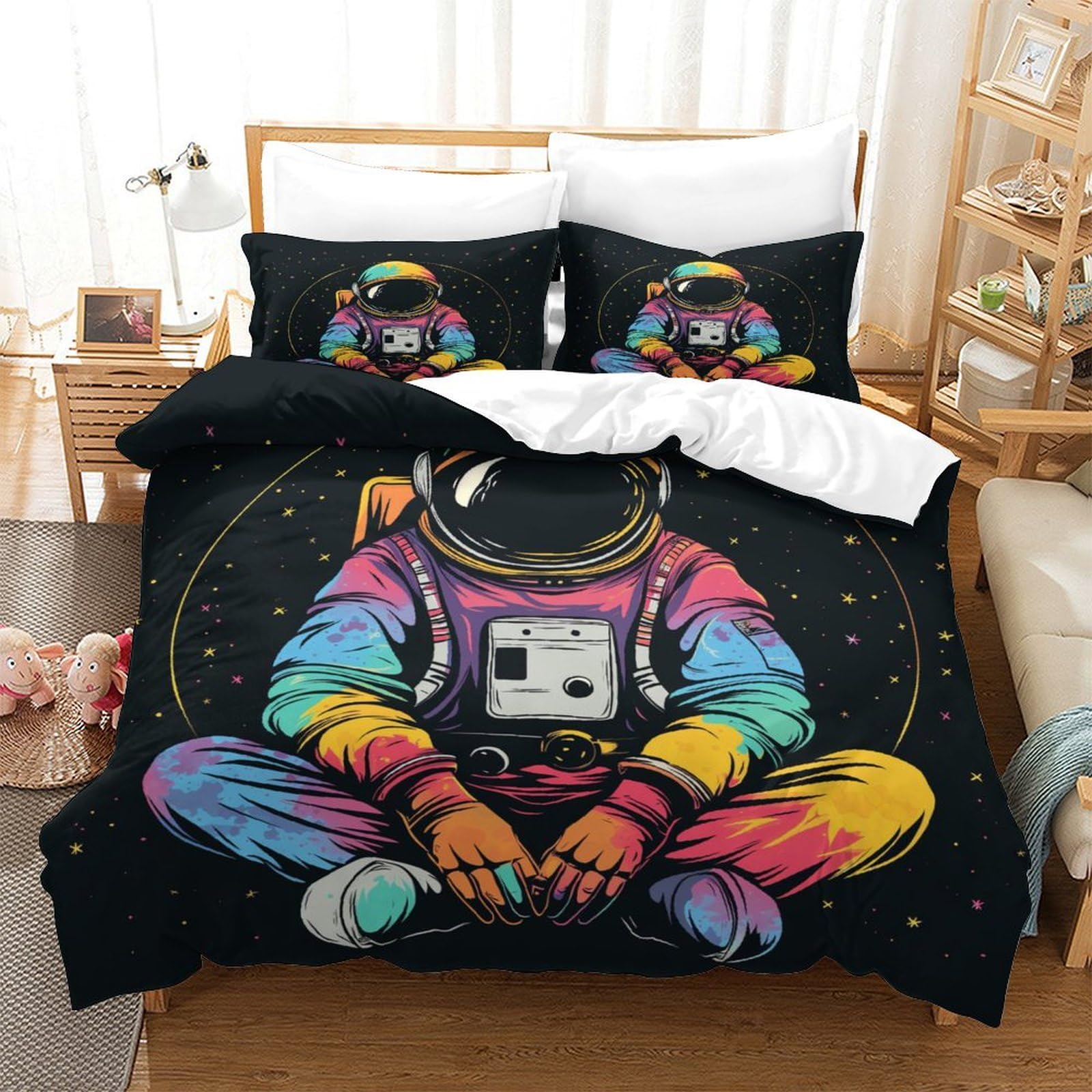 Housse de couette astronaute facile d'entretien et parure de lit enfant douce