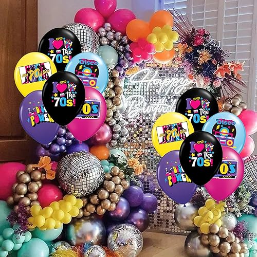 Miniatura 8 de Decoraciones de fiesta de discoteca paquete de 30 globos de discoteca de los años 70 para decoraciones de fiesta de los años 70  Globos de vinilo