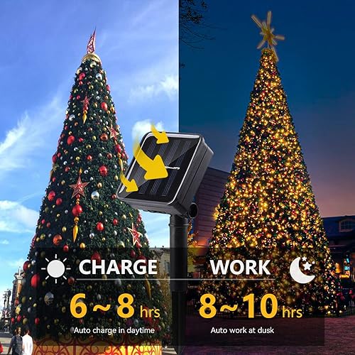Miniatura 4 de LIGHTOP Guirnalda de luces solares para exteriores, impermeables, alambre de cobre, paquete de 2 unidades de 33 pies, 100 LED para Navidad, Pascua,