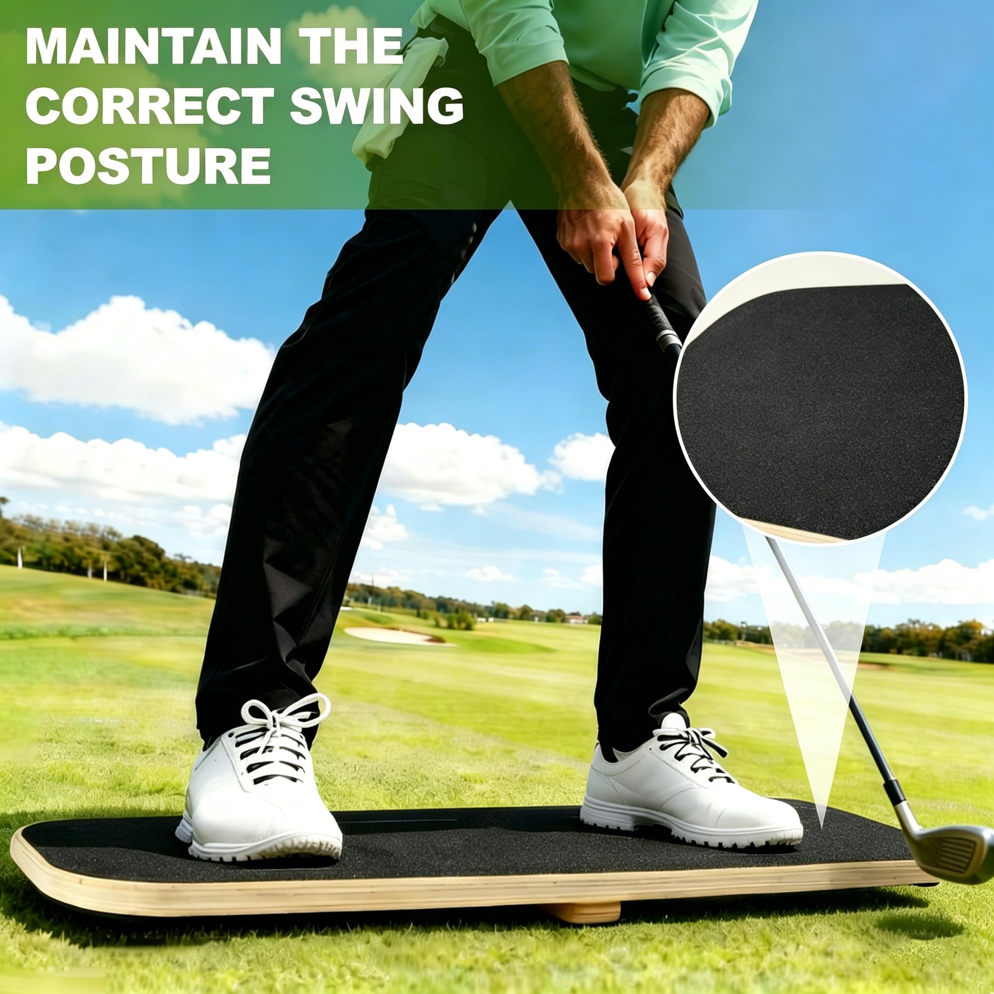 uyoyous Golf-Schwungdruckbrett Holz für Anfänger Golf Balance Board 73×28×2 cm Golf Swing Action Haltungskorrektur Tragkraft 150 KG Golf Simulator Druckplatte Für Golfschwungtrainer