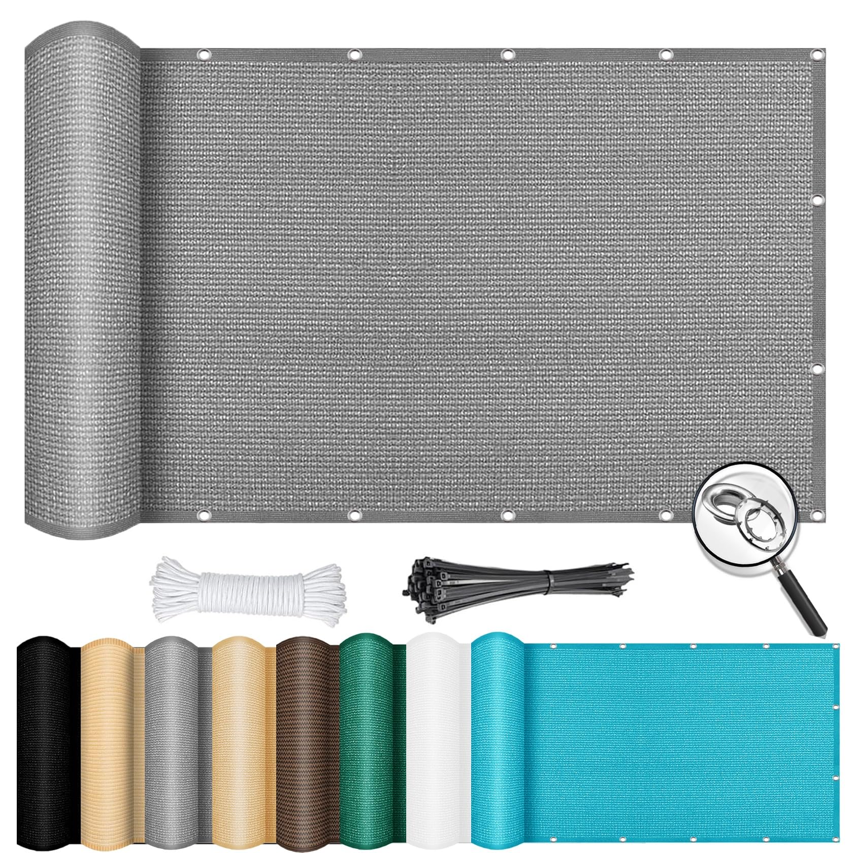 Filet d'ombrage de jardin respirant 2x7m pour terrasse gris clair